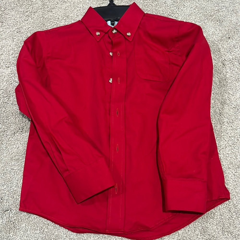 Class Club size 6/7 Long Sleeve Red Pinpoint Oxford Button Front Shirt